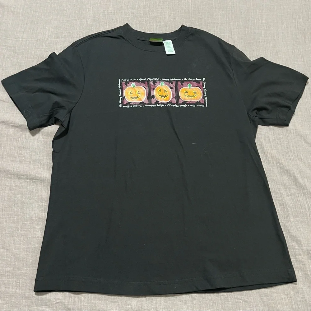 Vintage Halloween Pumpkin Graphic Tee Size Large 100% Cotton October whimsygoth - Picture 2 of 6